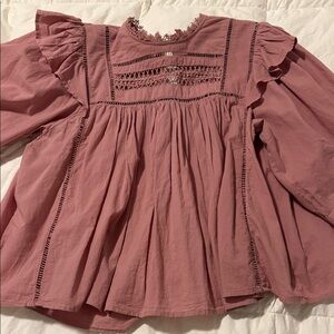 Elegant Pink Blouse with Lace Detailing